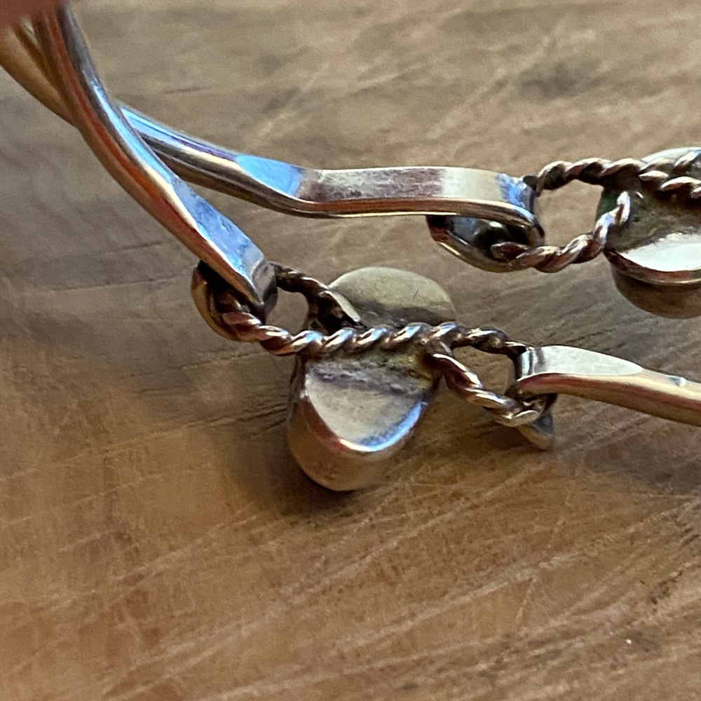 Two Vintage Silver Gemstone Bangle Bracelets - image 7